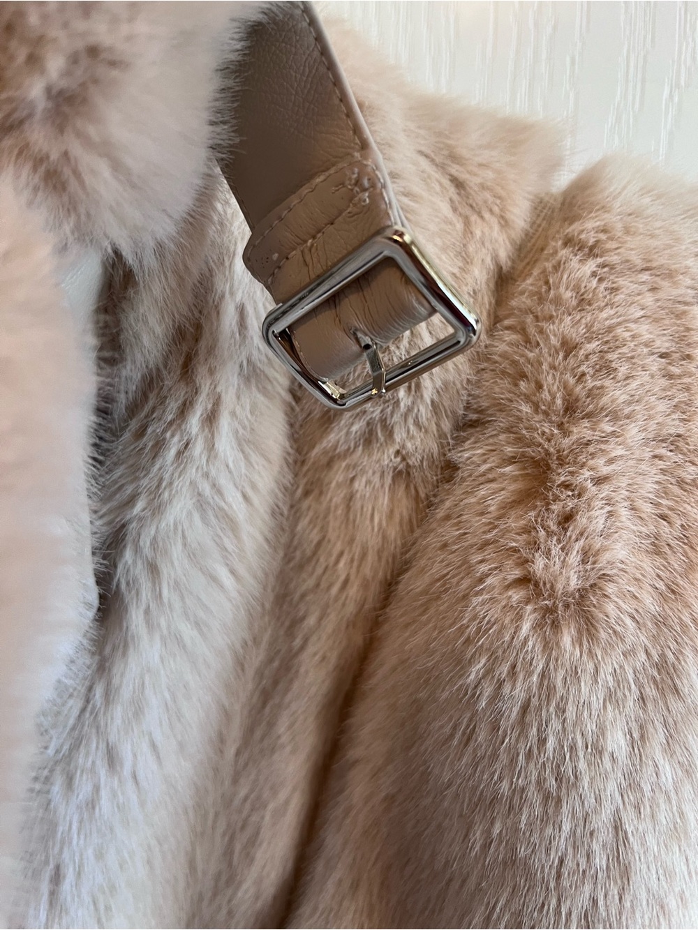 Maniere De Voir Faux Fur Biker Jacket Beige Cream | XXS/XS - Picture 9 of 15
